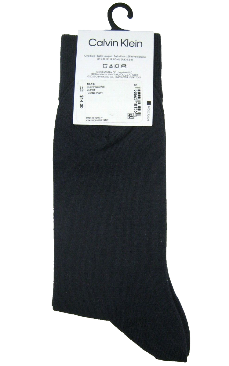 Calvin Klein Men's Crew Cotton Dress Socks Large For Shoe Size 7