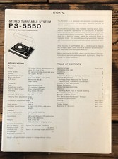 Sony PS-5550 Record Player / Turntable Owner / User Manual Original