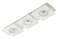 3Fl. Deckenleuchte In Chrom Mit Glasdekor Quadrat 15W 1200Lm Warmweiß