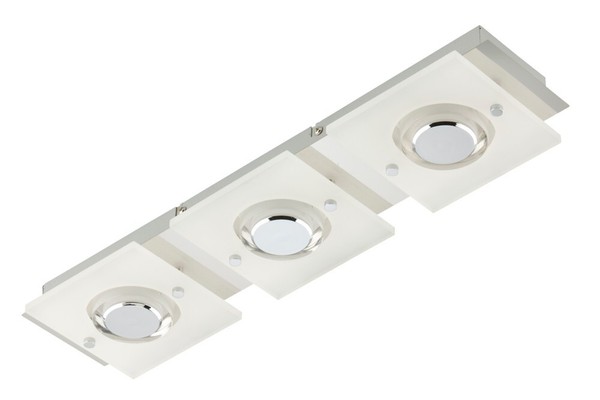 3Fl. Deckenleuchte In Chrom Mit Glasdekor Quadrat 15W 1200Lm Warmweiß-image