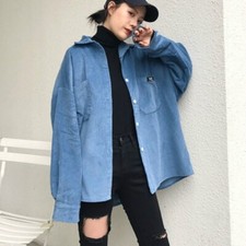 Lady Corduroy Shirts Jacket Coat Tops Blouse Retro Casual Outwear Japanese Loose