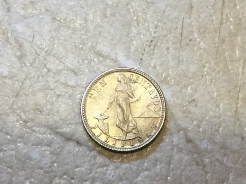 RARE 1945    Philippines Silver 10  Centavos Coin 20c  XF - Unc 