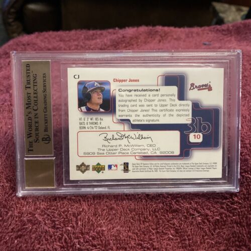 1999 Upper Deck Chipper Jones SP Signature #CJ Autogramm BGS 9,5 EDELSTEIN NEUWERTIG AUTO 10 - Bild 2 von 2