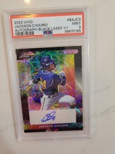2023 Leaf Vivid Jackson Chourio Rookie Auto BLACK LASER 1/1 RC PSA 9 MINT