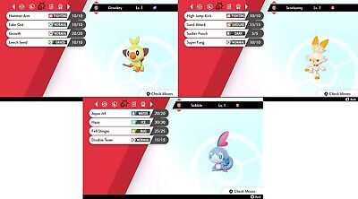 Shiny Grookey/Scorbunny/Sobble Starters Pack HA 6IV - Pokemon Sword/Shield