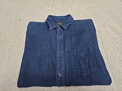 Rag & Bone Blue Indigo Button-up L/S Slim Fit Flannel Overshirt SZ Small 