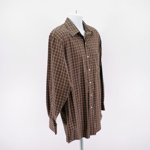 Jos A Bank Traveler's Brown Plaid Pocket Collared Dress Shirt Medium Cotton - Picture 7 of 10