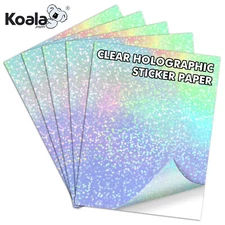 Koala Clear Self-Adhesive Laminting Sheet Holographic Vinyl Sticker Paper A4 5PK