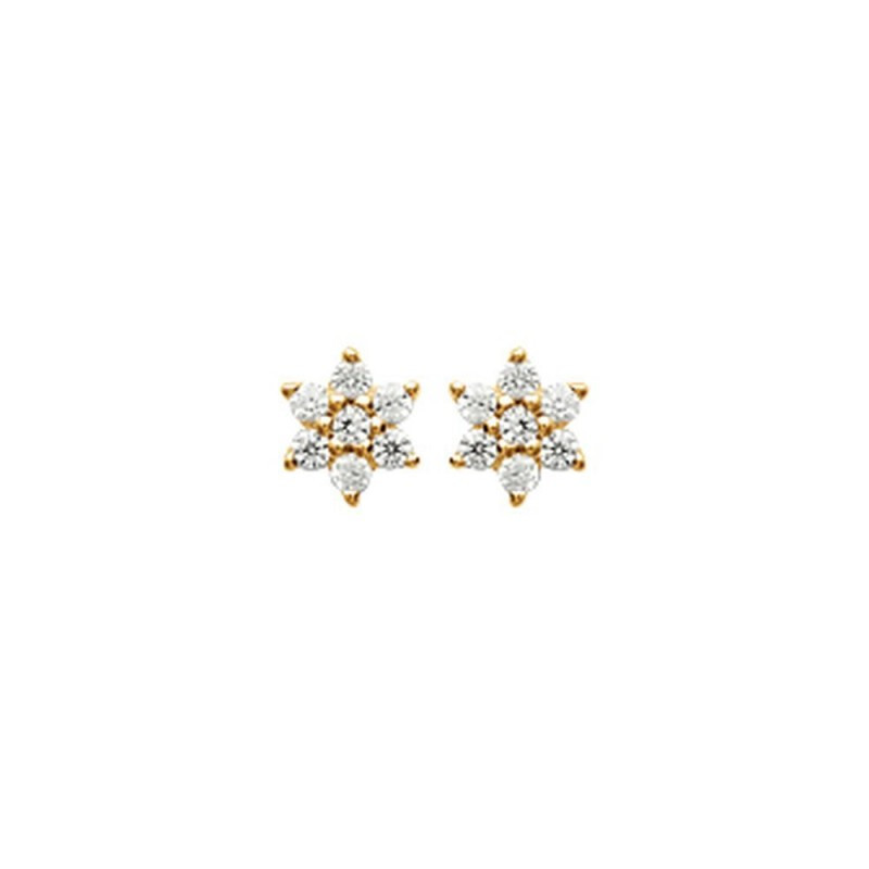 Puces d'oreilles étoile en plaqué or 750/000 poinçonné avec zirconium, cadeau de fête