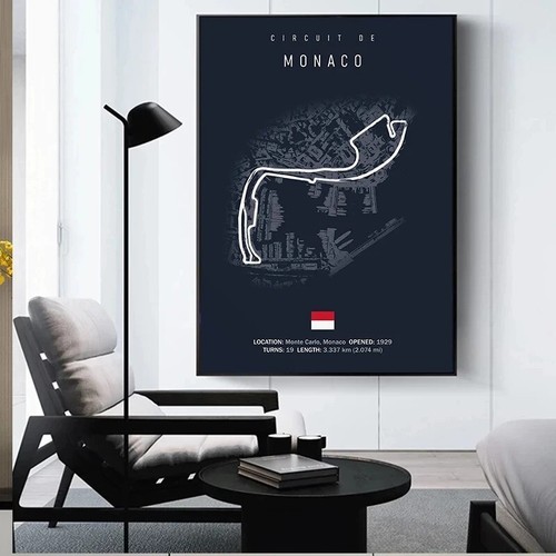 F1 Imola Monaco Track Circuit Canvas Painting Formula 1 Wall Art Nordic Poster - Picture 3 of 34