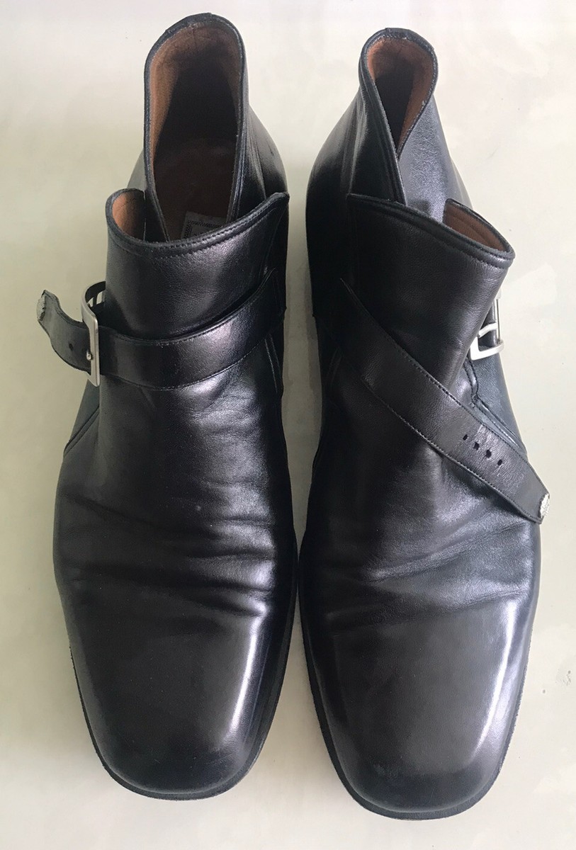Vintage 90s Gianni Versace Men's Italy Black Leather Ankle