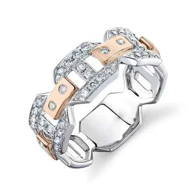 Herren 14K Rotweißgold Diamantring Hochzeit Ring Rechts Größe 10 - Bild 1 von 4