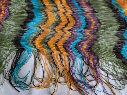 MISSONI Italy Abstract Print Knitted Scarf Multicolor Soft Light Viscose 14"x69" - Picture 4 of 7