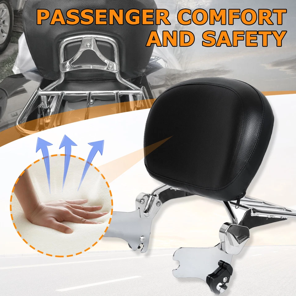 Respaldo desmontable barra Sissy con portaequipajes para Harley Davidson Touring 97-08 Foto 4 de 4