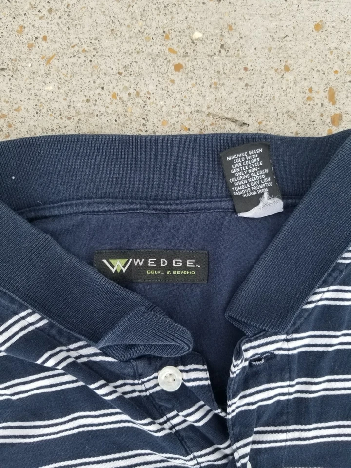 Polo Ecuestre Vintage Cuña Para Hombres Golf Rugby Azul Blanco Talla XL Foto 2 de 4