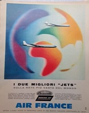 CARAVELLE BOING JET AIR FRANCE - Rara Pubblicità ORIGINALE D'epoca 1960