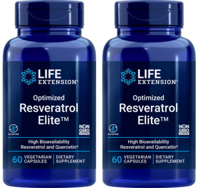 Optimized Resveratrol Elite Quercetine/Fisetin/Grape  2X60 Caps Life Extension