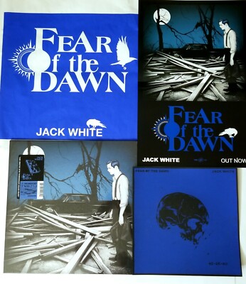 JACK WHITE FEAR OF THE DAWN LP POSTER SKULL SCREEN PRINT BLUE JACK WHITE FEAR OF THE DAWN LP POSTER SKULL SCREEN PRINT BLUE