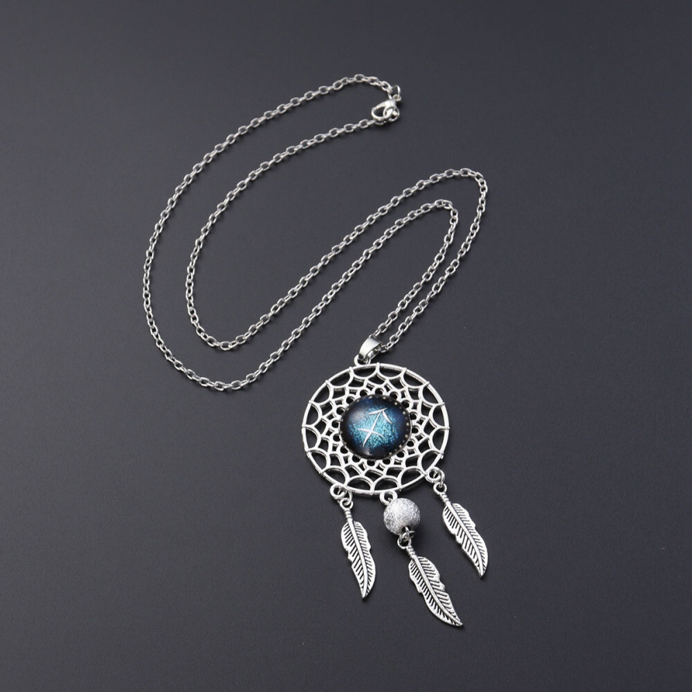 Collar Atrapasueños Mujer Retro Bohemia Signo Zodiaco Colgante