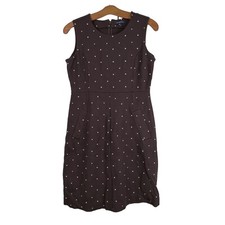Lands End Sheath Dress Size 6 Polka Dot Ponte Brown Rayon Blend Casual Outdoor