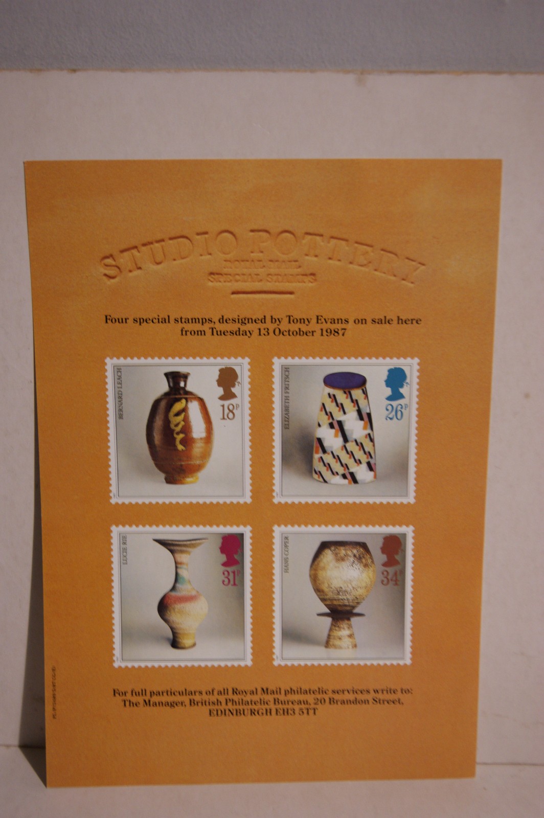 Royal Mail New Stamp Issue posters A4 1987  (lot D)