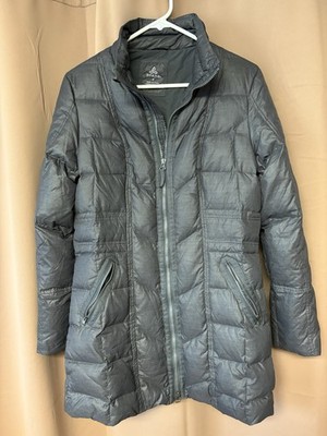 Prana Breathe Jacket Women's Size M Gray Down Puffer Quilted Mid Length Coat
