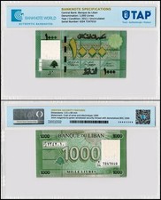 Lebanon 1000 Livres, 2011, P-90a, UNC, Authenticated