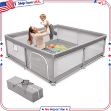 Babyeap Baby Playpen Large Play Yard Fence for Toddlers, 50"x50" Gray