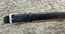 Polo Ralph Lauren Italian Leather Belt NWOT Men's 38 Black Crocodile Pattern