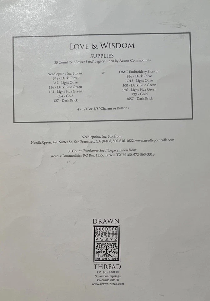 EL HILO DIBUJADO DISEÑO DE COSTURA TRAZADO: AMOR Y SABIDURÍA CONTADO PUNTO DE CRUZ Foto 2 de 2
