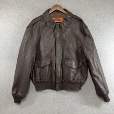 Giacca bomber da volo vintage Cooper tipo A-2 in pelle marrone taglia 48R militare USA