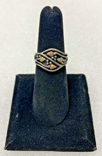 Black Hills sterling & gold ring leaves floral band size 6 - 59R