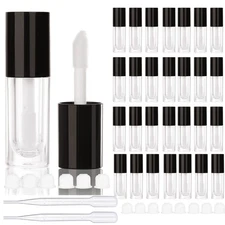 30 PCS 6ml/0.2oz Black Empty Lip Gloss Tubes with Big Doe Foot Wand DIY Cosmetic