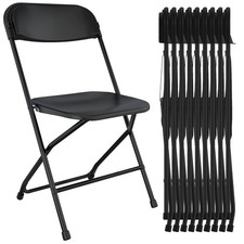 10 Pack Black Folding Chairs, Foldable Party Chairs, Plastic Folding Chair