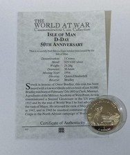 1994 ISLE OF MAN SILVER PROOF 1 CROWN COIN - 50TH ANNIVERSARY OF D-DAY