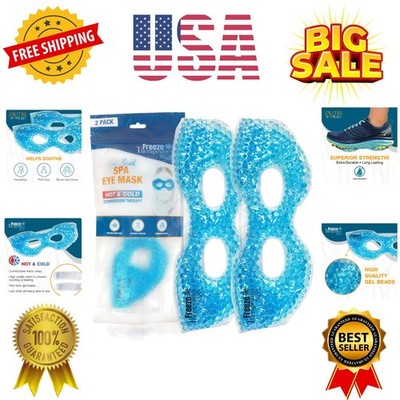 Merchant - 2 Redesigned Therapeutic Spa Gel Bead Eye Masks - Hot/Cold Reusabl...