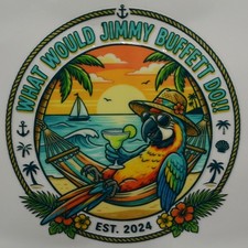 What would Jimmy Buffet do Sticker 3 in x 3 in tumbler laptop UV