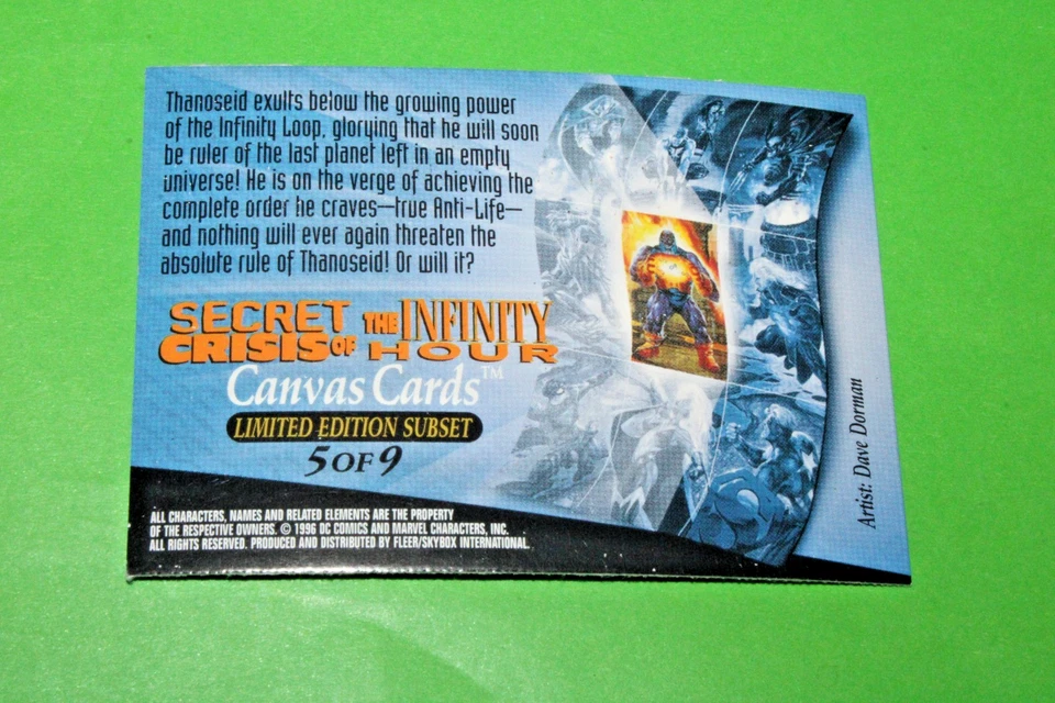 1996 AMALGAM MARVEL DC #5 CANVAS INSERT CARD SIGNED DAVE DORMAN THANOSEID THANOS - Image 3 of 4