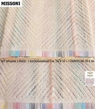 MISSONI  set spugne operate jacquard  1 viso cm. 115 x 70 + 1 ospite cm. 70 x 40