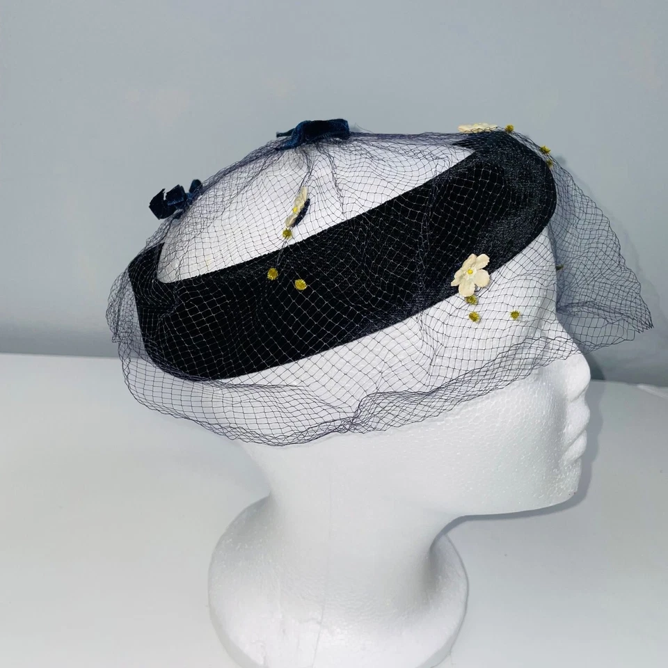 Sombrero Corona Vintage Terciopelo Negro Red Diadema Iglesia Boda Disfraz Teatro Foto 3 de 4