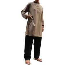 Men's Indian Arab Thobe Long Tops Blouse Muslim Middle East Kaftan Abaya Shirts