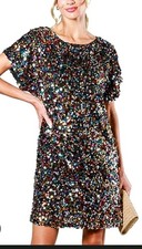 Short sleeve Sequin Holiday party dress size large