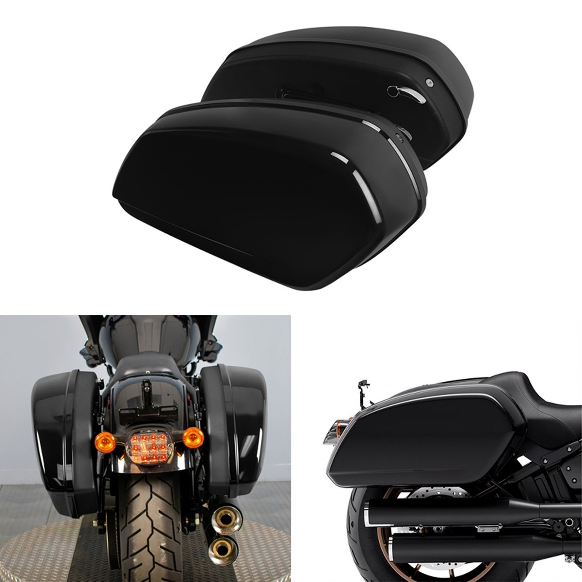 Gloss Black Saddlebags Bags Fit For Harley Softail Low Rider ST