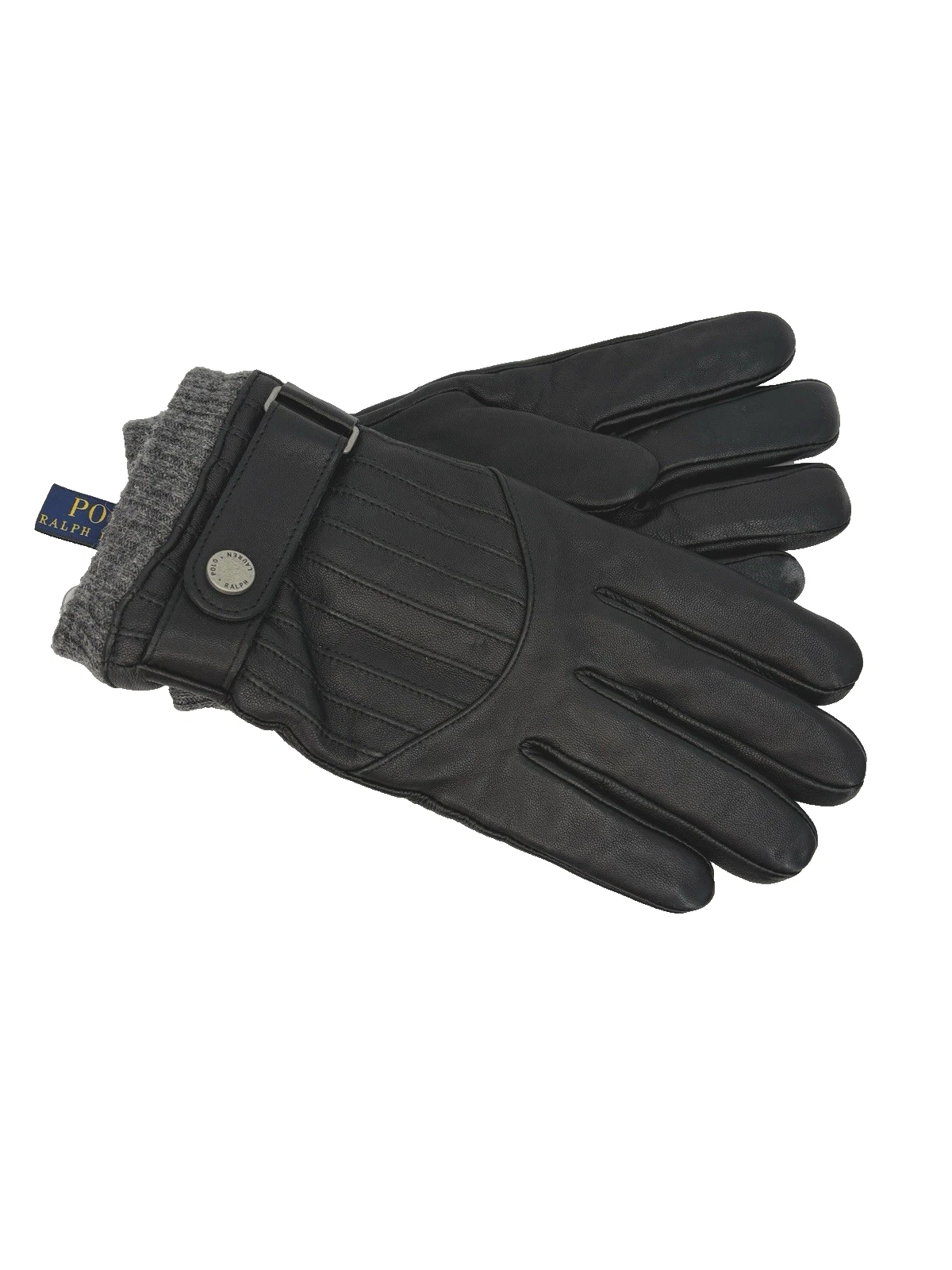 Polo Ralph Lauren Men’s Black Lambs Leather Wool Lined Winter Gloves Sz L NWOT