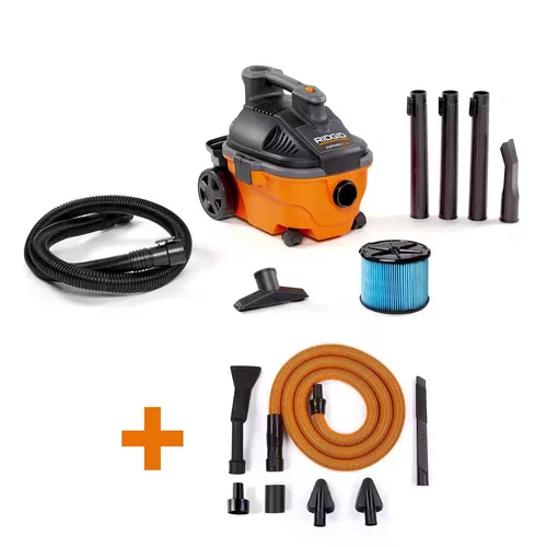 4 Gal. 5.0 Peak HP Portable Shop Vacuum Wet Dry Vac with Fine Dust Filter, Acces