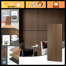Wood Slat Acoustic Panels - 3D Fluted Sound Absorbing Wall Ceiling Decor - Wal