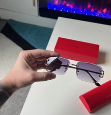 Sunglasses Gold Metal Frame Purple Lens for Men