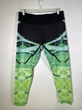 Adidas Womens Climalite Pattern Print Leggings Yoga Crop Pants Size L Very Good