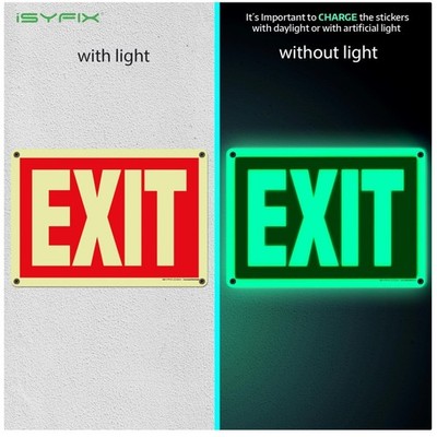 Easy Install Glow in the Dark Exit Sign 12-Pack