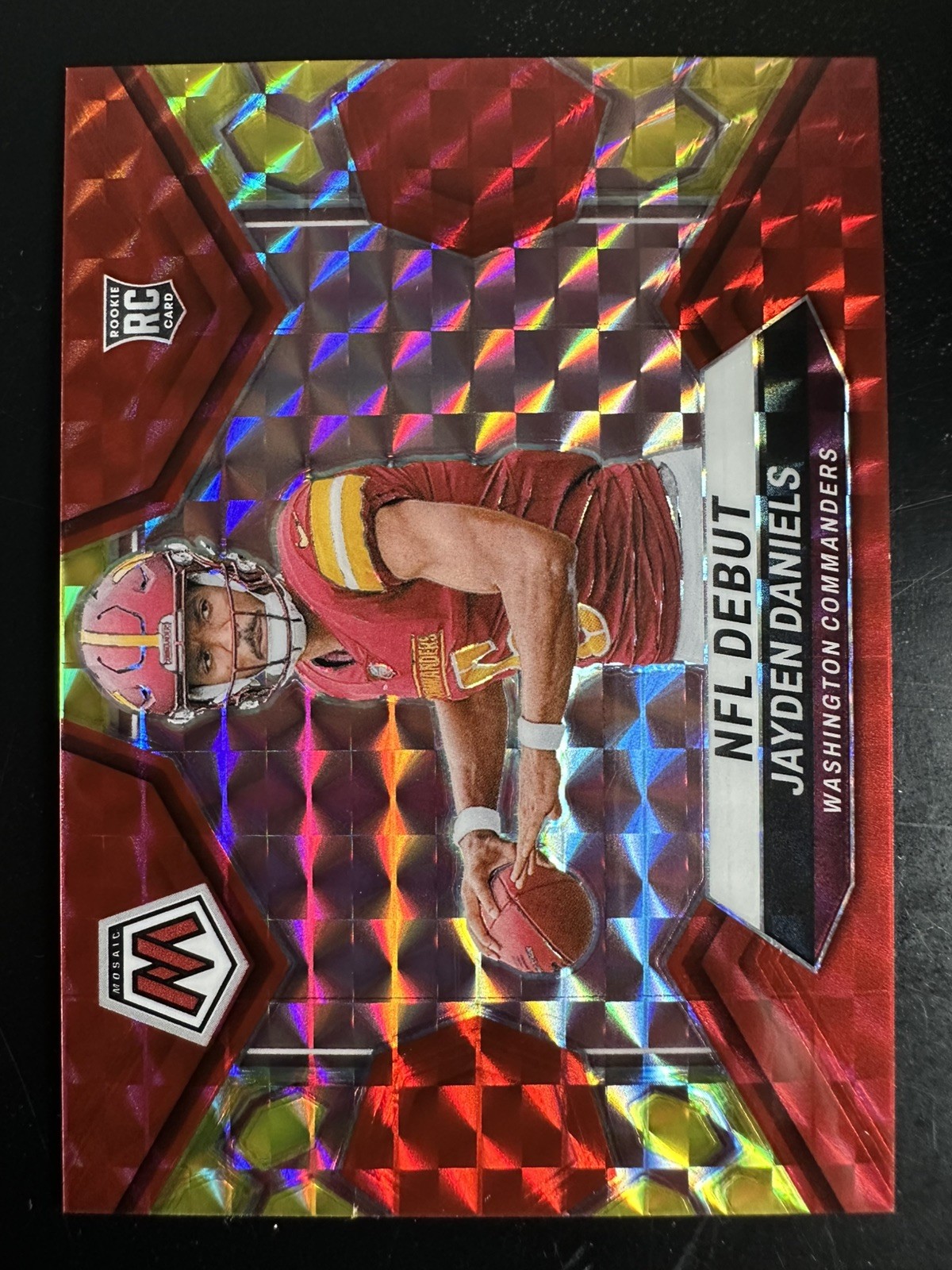 2024 Mosaic NFL Debut Jayden Daniels #272 Choice Fusion Red Yellow Prizm /80 RC